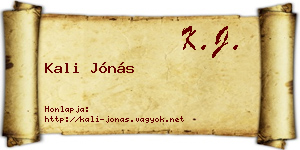 Kali Jónás névjegykártya
